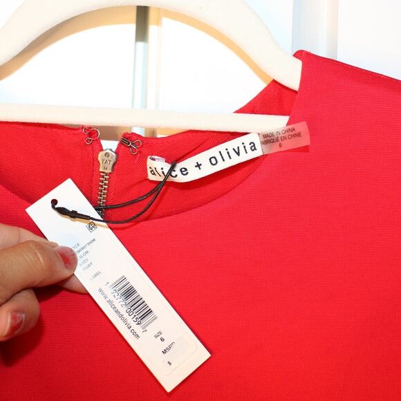 ALICE + OLIVIA - NWT - Nova Red Tulip Asymmetrical Mini Dress | 6 - Picture 6 of 12